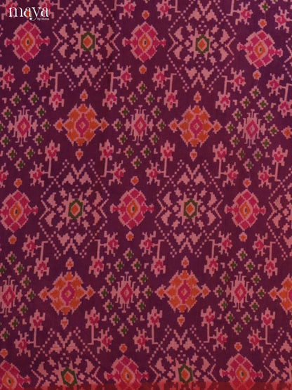 Purple & Pink Semi patola salwar unstitch with floral print -MEA09023