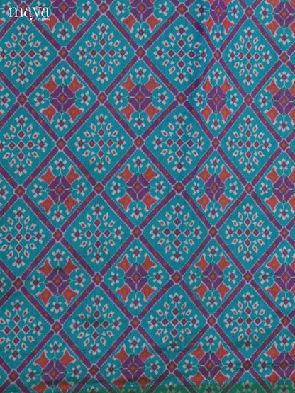 Blue & Purple Semi patola salwar unstitch with patola floral pattern -MEA09026