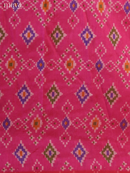 Charming Pink & Purple  Semi patola salwar unstitch with patola geometric prints - MEA09027