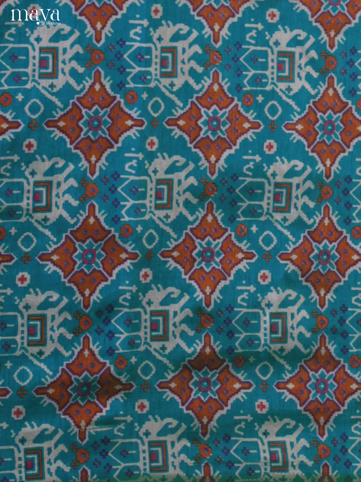 Blue & Purple Semi patola salwar unstitch with patola elephant motifs - MEA09028