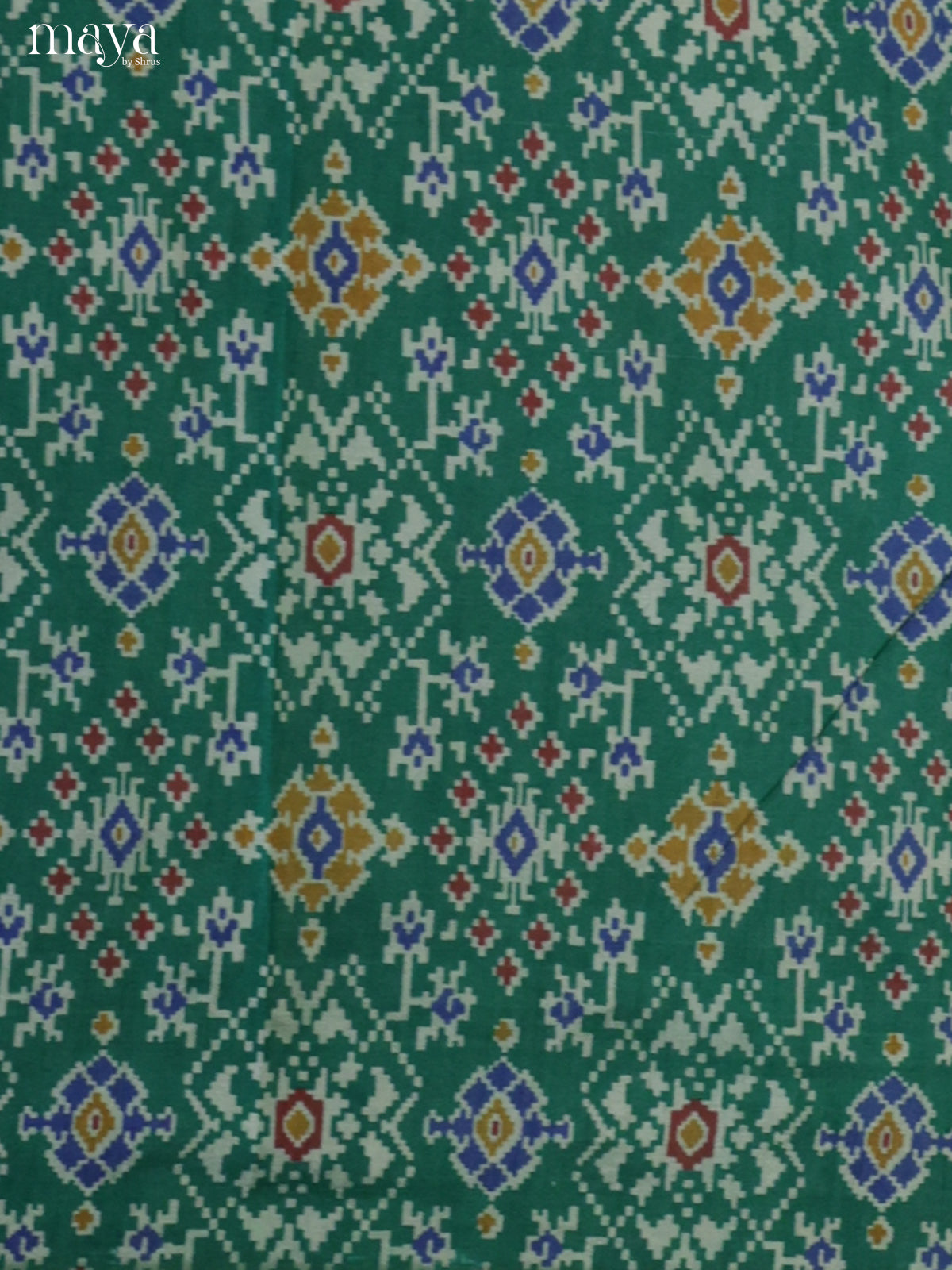 Green & Blue  Semi patola salwar unstitch with patola floral pattern - MEA09029
