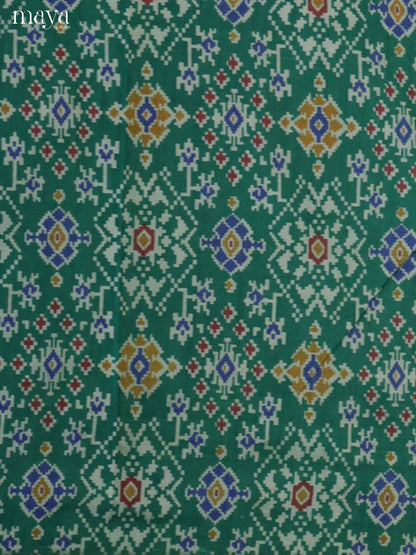 Green & Blue  Semi patola salwar unstitch with patola floral pattern - MEA09029