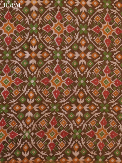 Mustard & Green  Semi patola salwar unstitch with patola floral prints-MEA09030