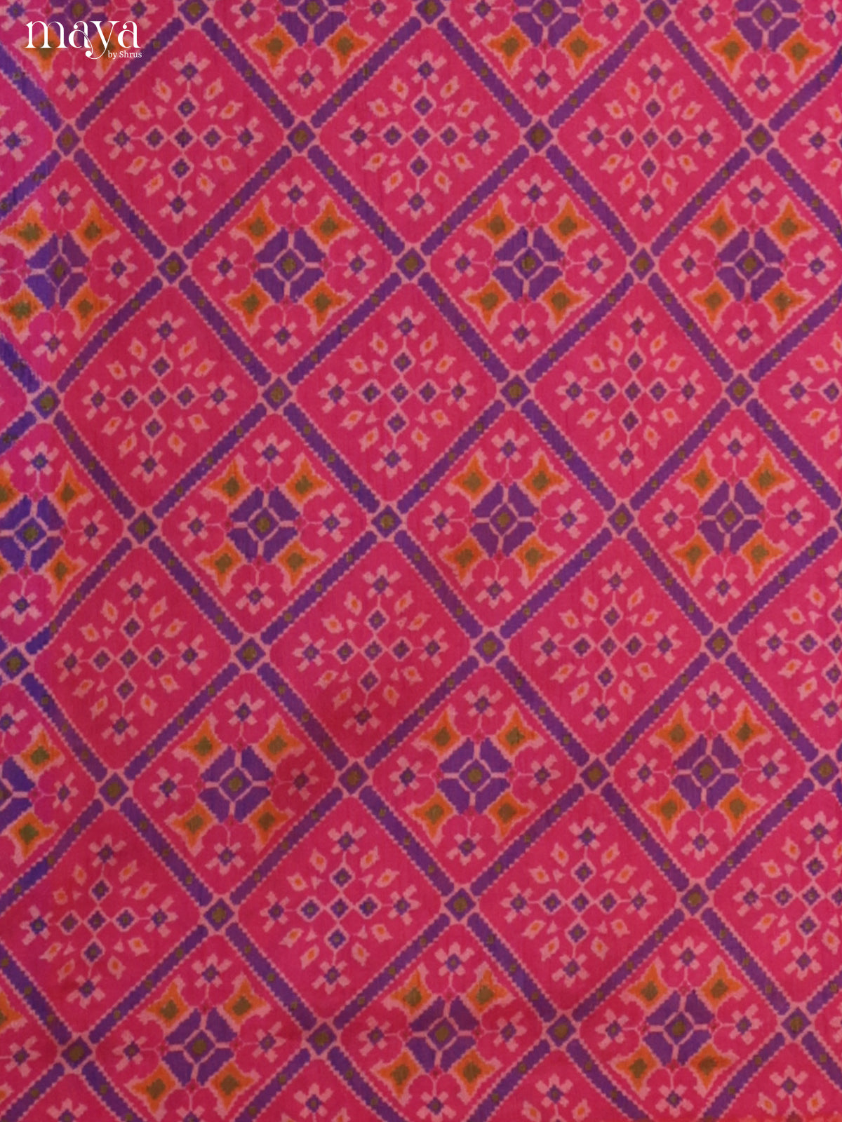 Pink & Purple Semi patola salwar unstitch with floral prints-  MEA09033