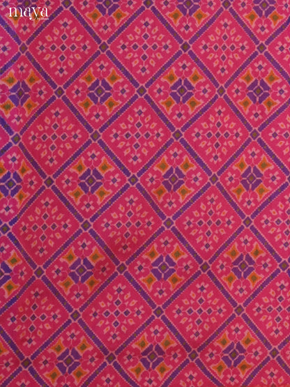 Pink & Purple Semi patola salwar unstitch with floral prints-  MEA09033