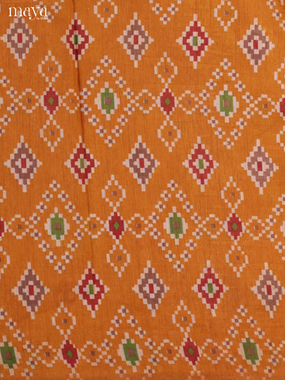 Mustard & Brick Semi patola salwar unstitch with geometric pattern - MEA09034