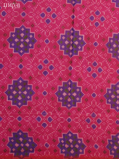 Pretty Pink & Purple Semi patola salwar unstitch with patola floral pattern - MEA09037