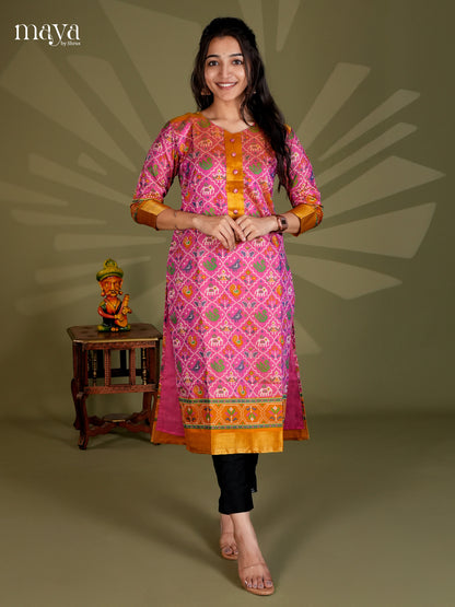 Pink & Brick - Semi Patola Readymade Kurti - MEB20001