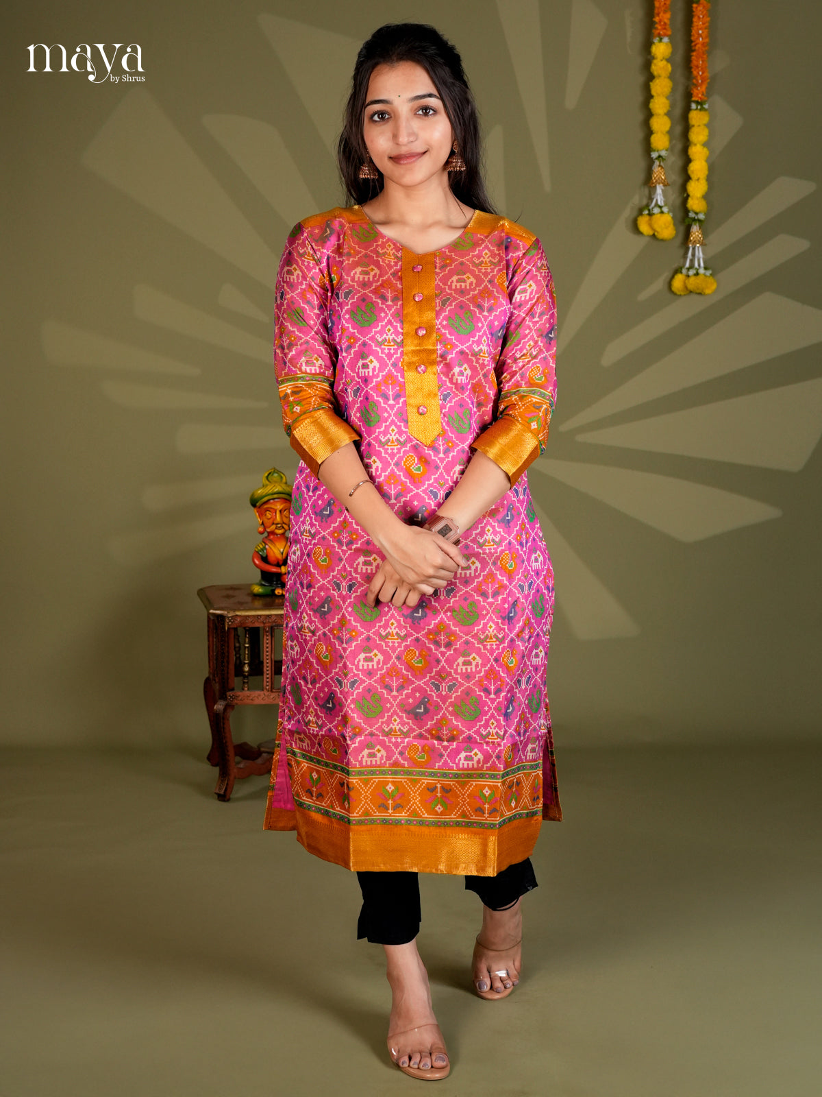 Pink & Brick - Semi Patola Readymade Kurti - MEB20001
