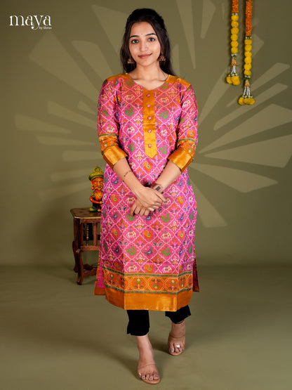 Pink & Brick - Semi Patola Readymade Kurti - MEB20001