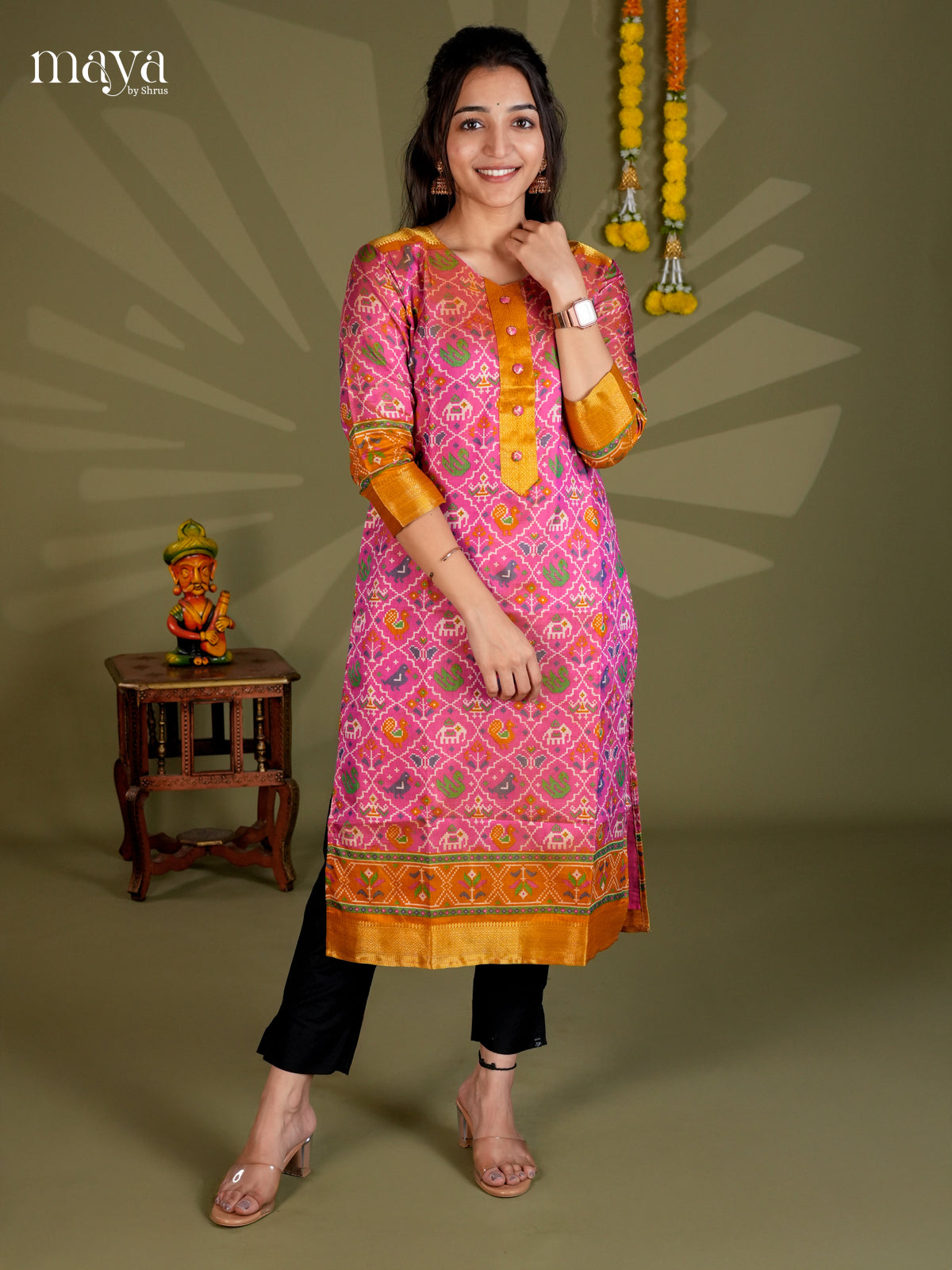 Pink & Brick - Semi Patola Readymade Kurti - MEB20001