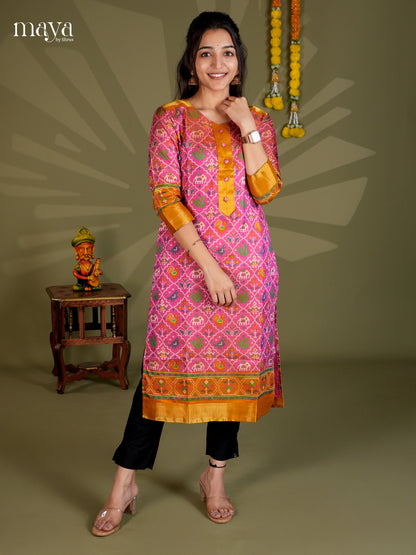 Pink & Brick - Semi Patola Readymade Kurti - MEB20001