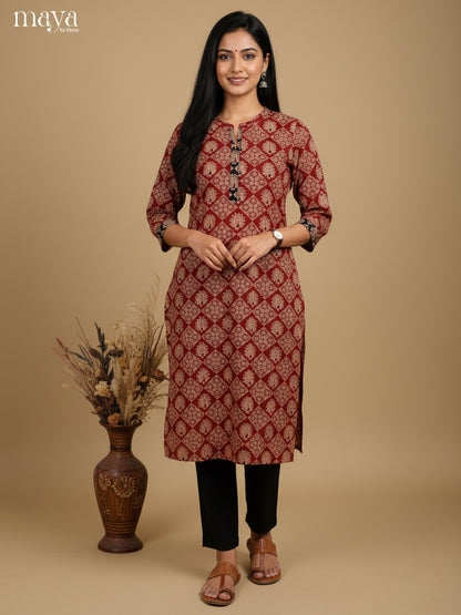 Beautiful Maroon ajrakh printed Readymade Kurti -MEB27017