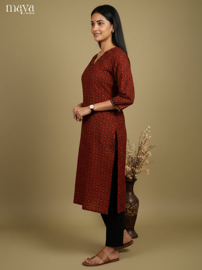 Classic Maroon Ajrakh printed Readymade Kurti-MEB27023
