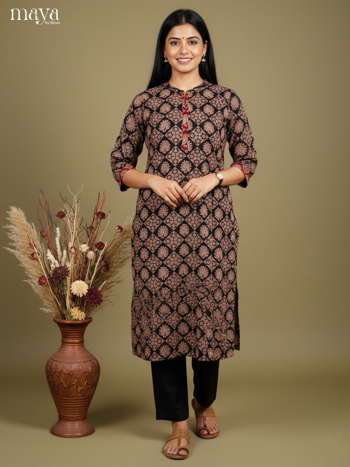 Charming Black ajrakh printed Readymade Kurti -MEB27024