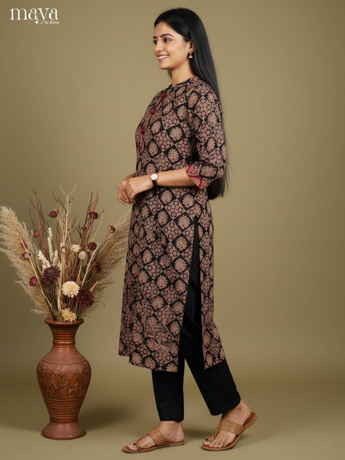Charming Black ajrakh printed Readymade Kurti -MEB27024