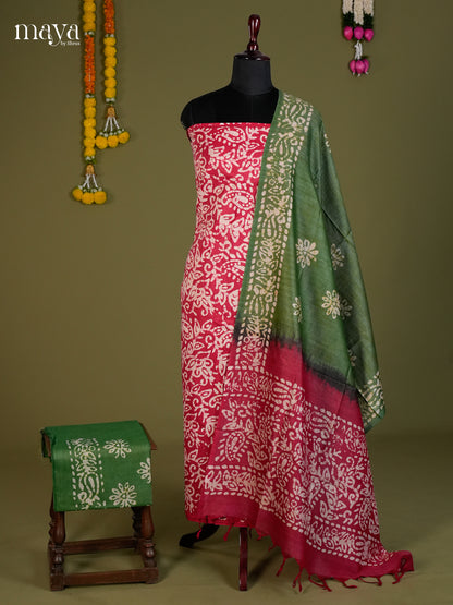 Reddish Pink & Green - Bhatik salwar - MEC13002