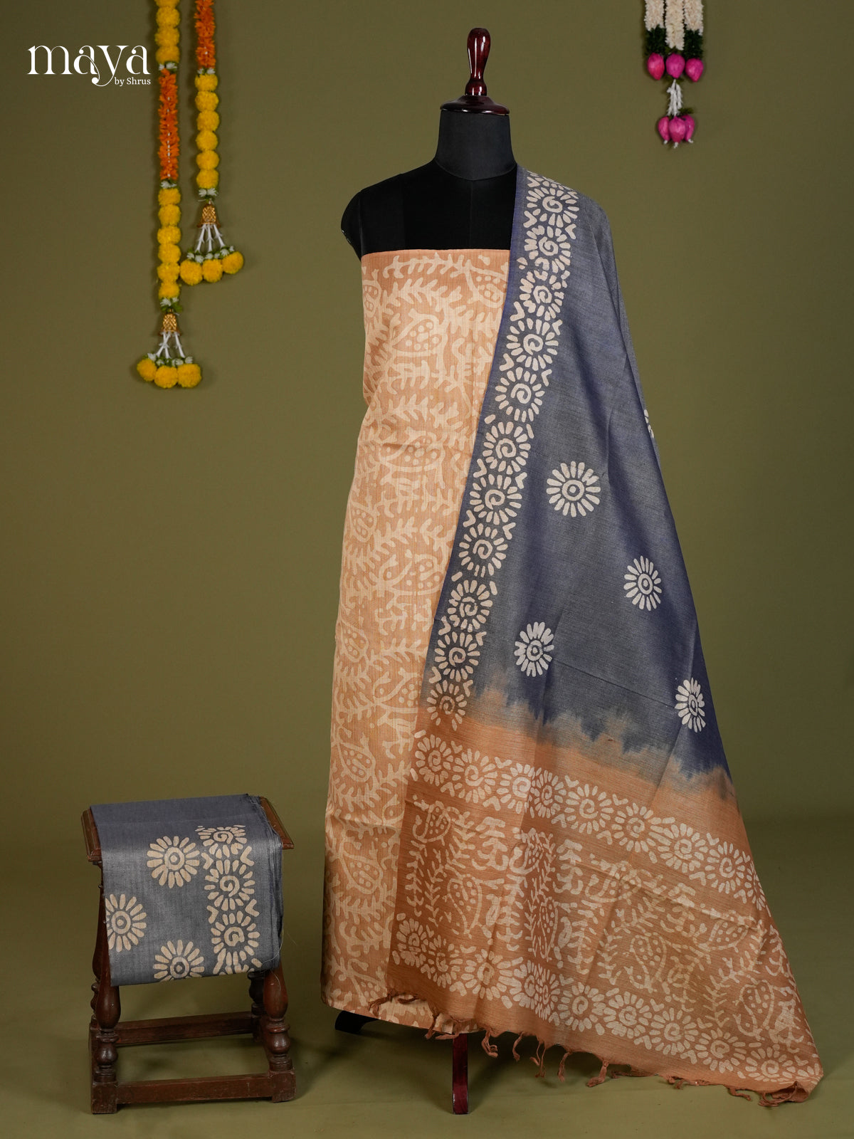 Peach & Blue - Bhatik salwar - MEC13006