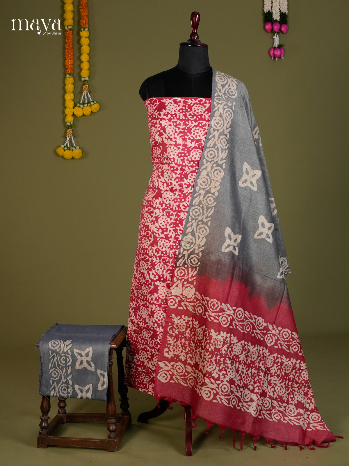 Red & Grey -Bhatik salwar - MEC13025
