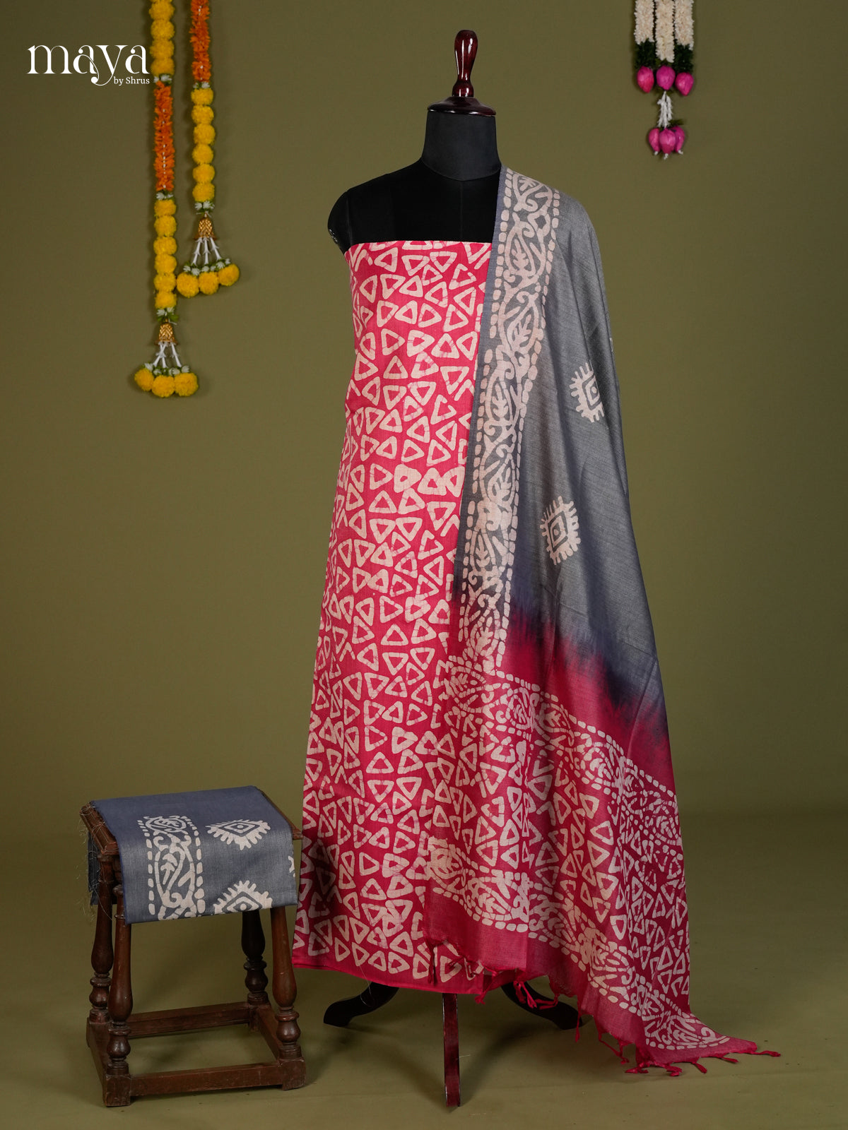 Pink & Grey Bhatik salwar - MEC13032