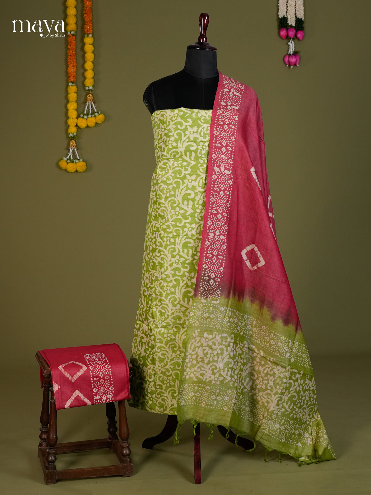 Light Green & Maroon - Bhatik salwar - MEC13035