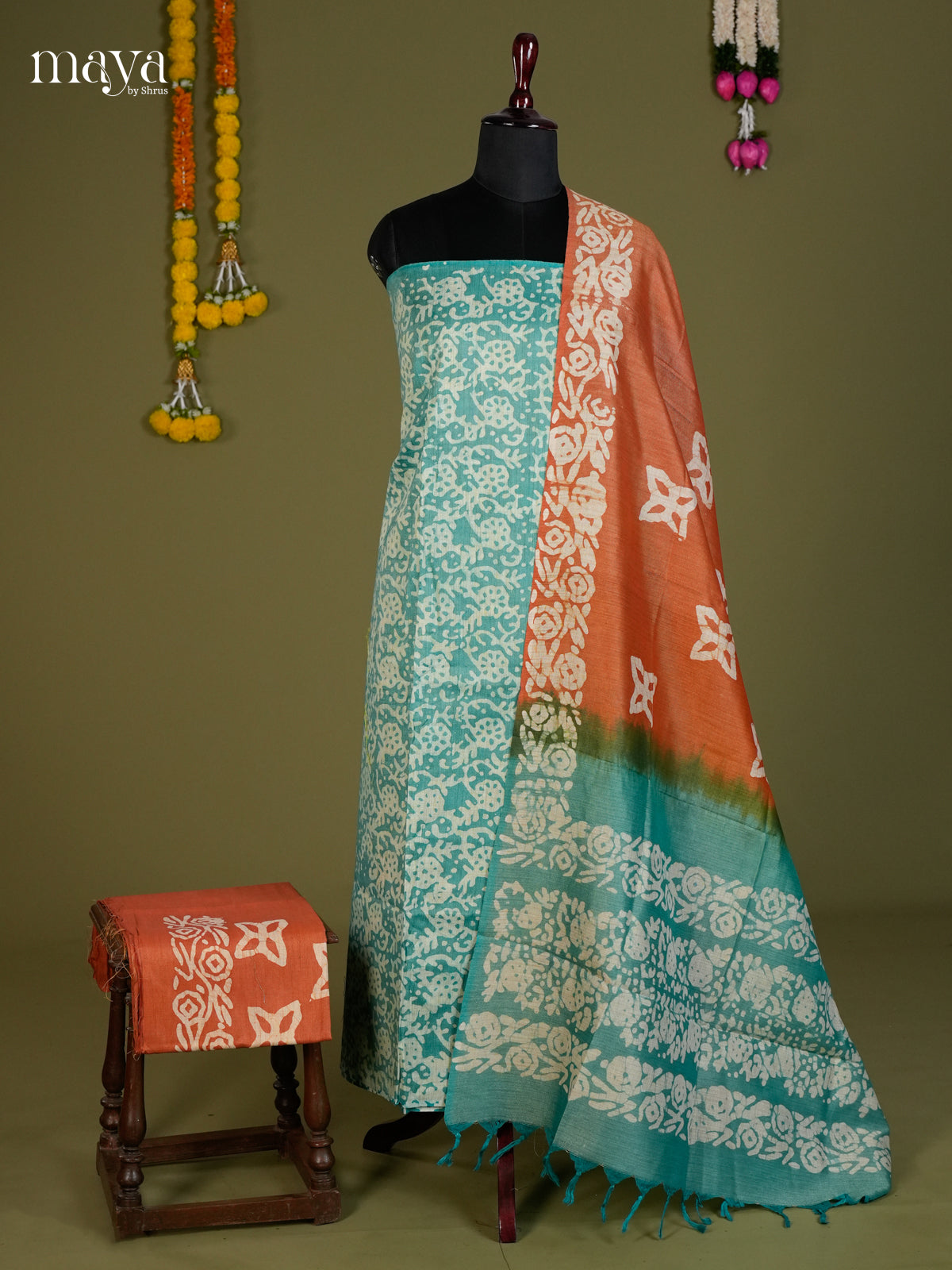 Sky Blue & Brick - Bhatik salwar - MEC13049