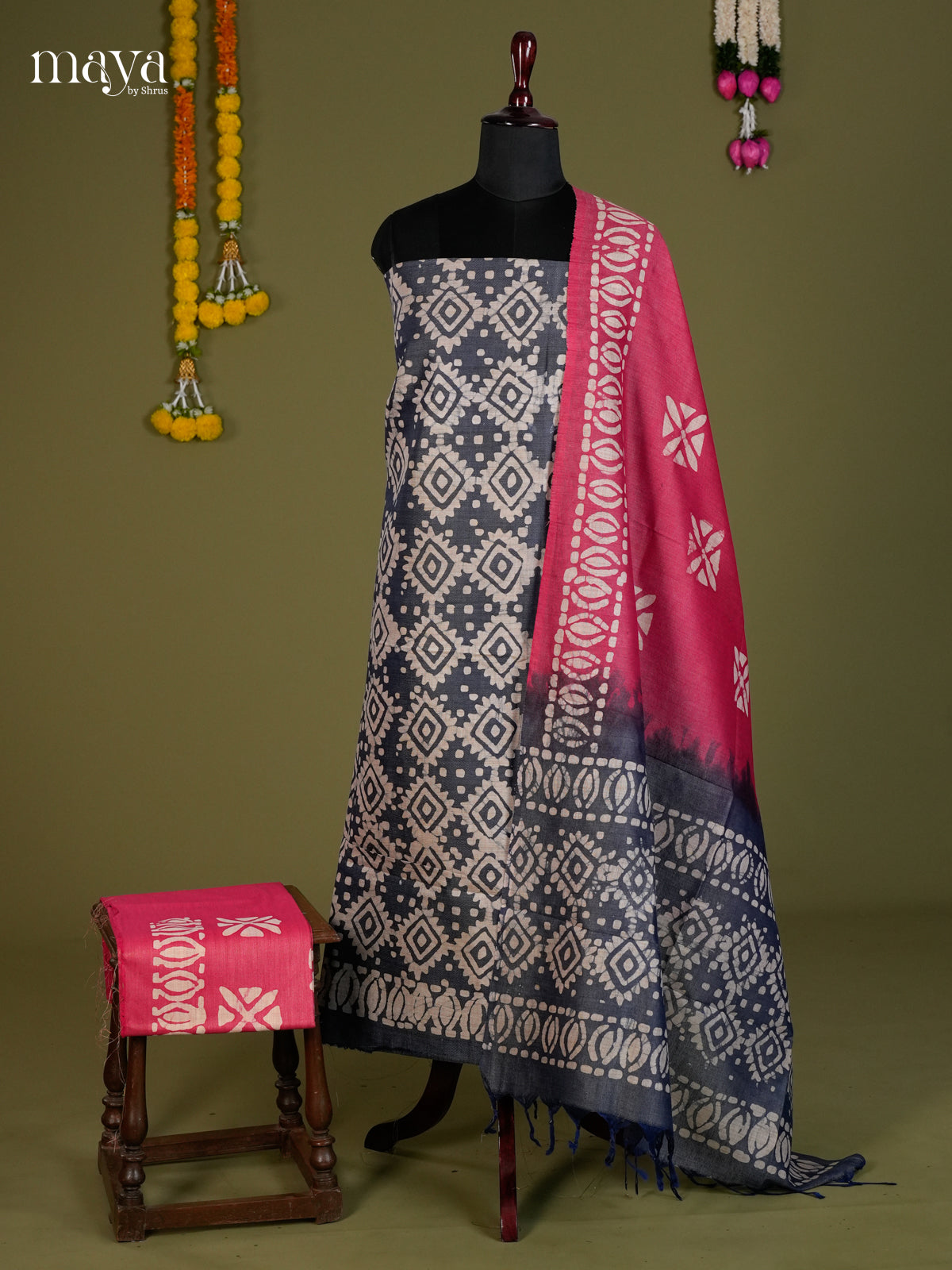 Blue & Pink -Bhatik salwar - MEC13066