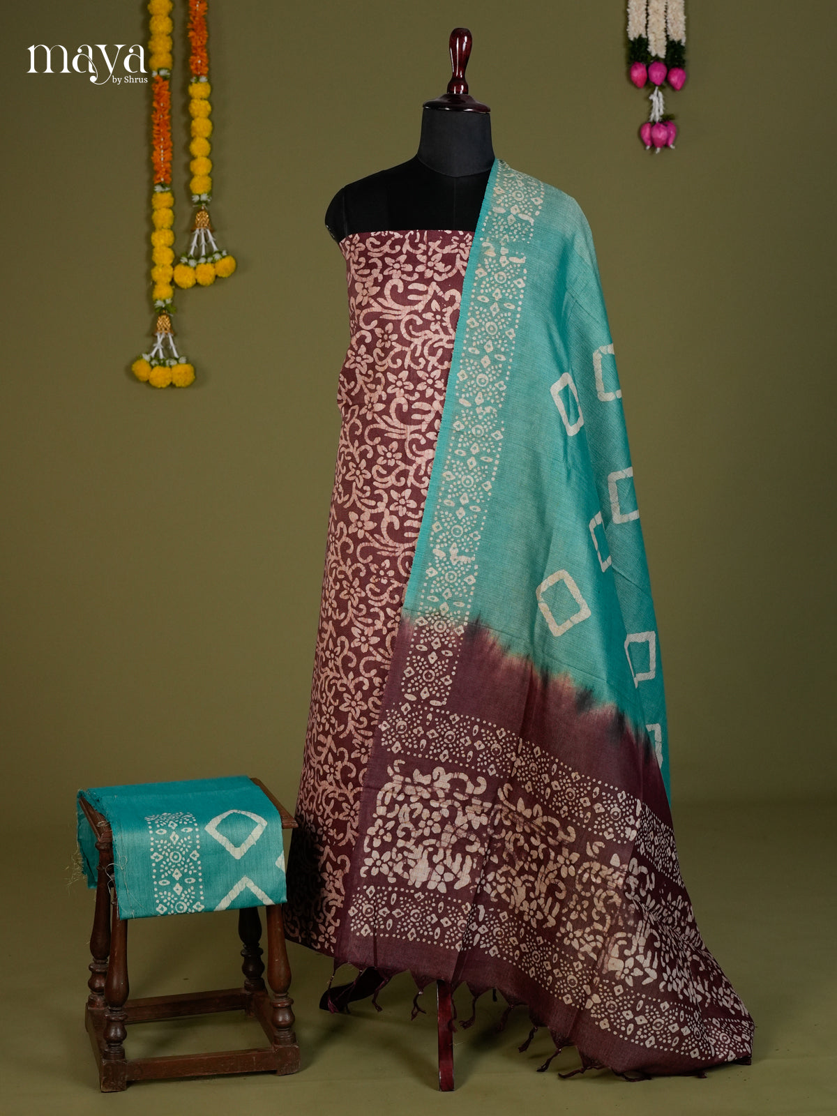 Brown & Blue- Bhatik salwar - MEC13078