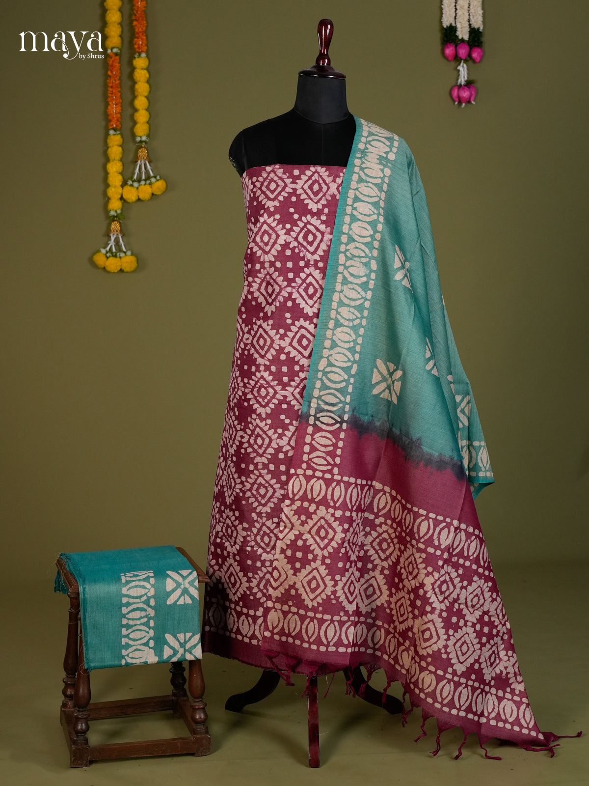 Maroon & Blue - Bhatik salwar - MEC13081