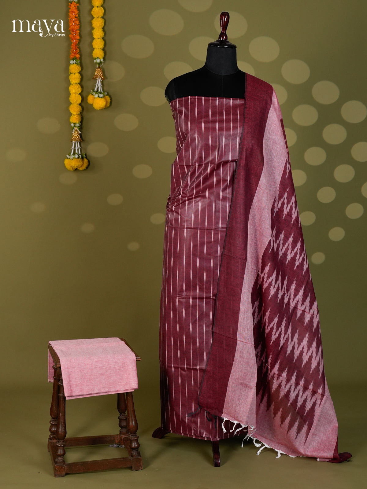Maroon & Pink - Ikkat Salwar - MEC18009