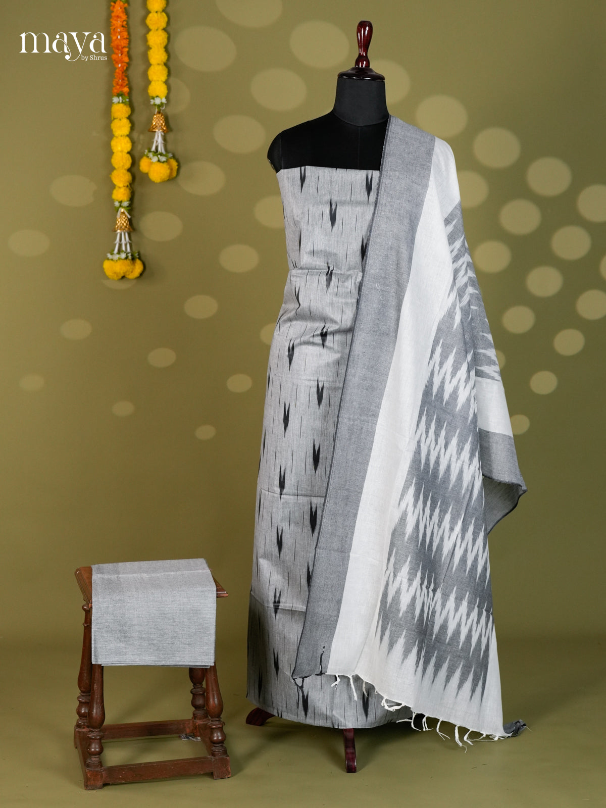 Grey & White - Ikkat Salwar - MEC18018