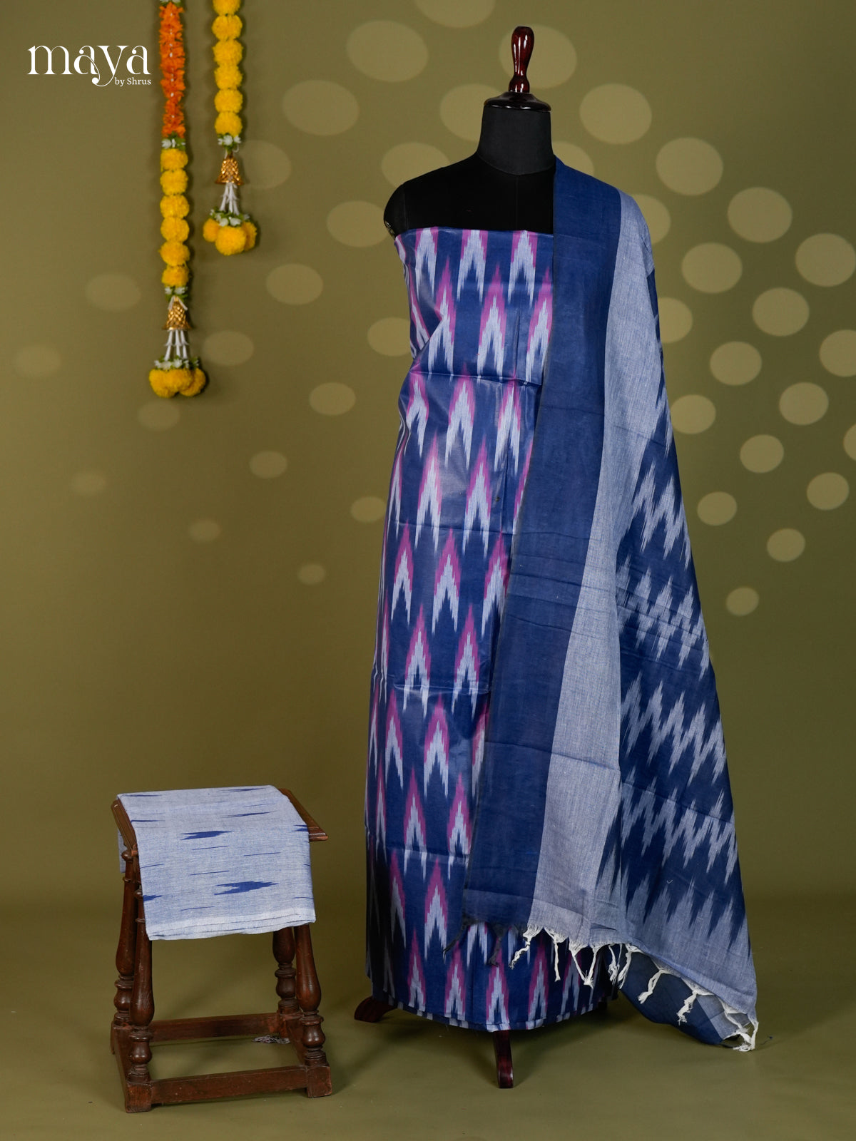 Blue &  Grey - Ikkat Salwar - MEC18025