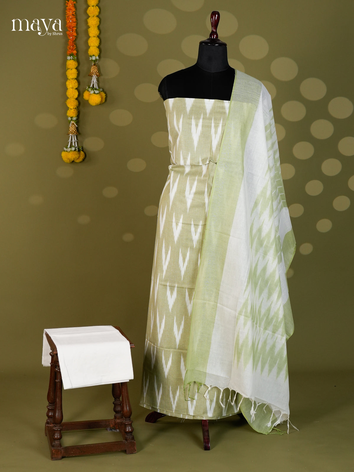 Elachi Green & Cream - Ikkat Salwar - MEC18030