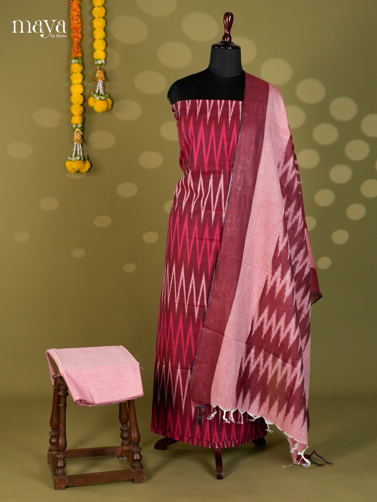 maroon & Pink - Ikkat Salwar - MEC18040