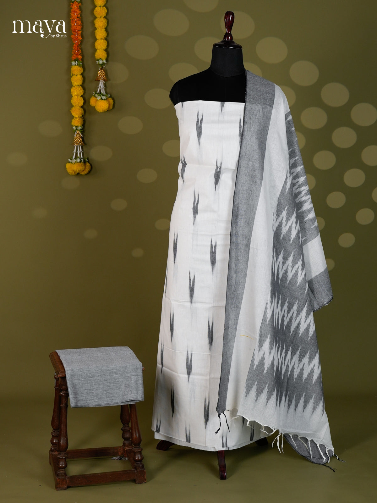 White & Grey - Ikkat Salwar - MEC18049