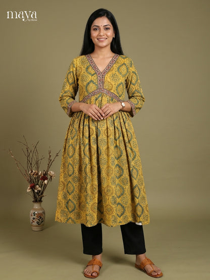 Aliya Cut Ajrakh Readymade Kurti - MEE07026
