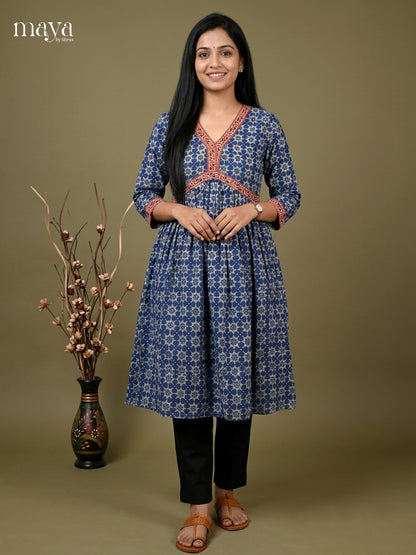 Aliya Cut Ajrakh Readymade Kurti - MEF06002