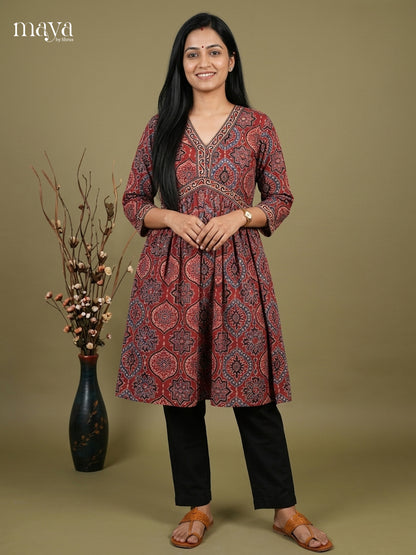 Aliya Cut Ajrakh Readymade Kurti - MEF06005