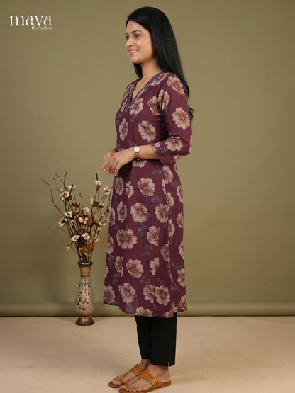 Beautiful Brown floral printed Readymade Kurti