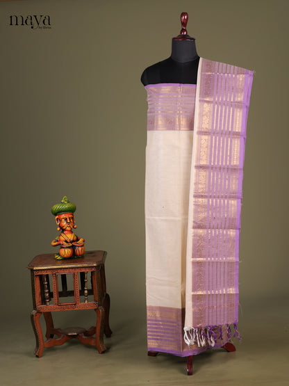 Cream & Lavender - chettinad top & dupatta combo