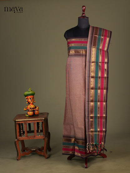 Light Brown & Brown - chettinad top & dupatta combo