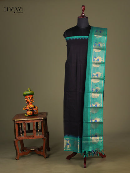 Black & Green - chettinad top & dupatta combo