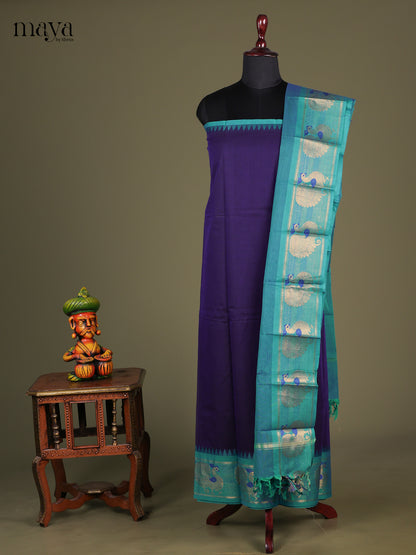 Blue & Teal - chettinad top & dupatta combo