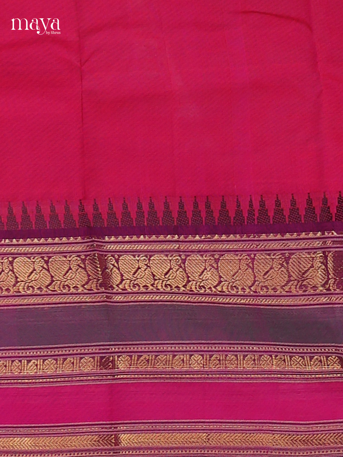 Pink & Purple - chettinad top & dupatta combo with zari border