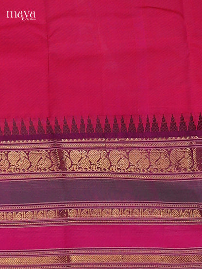 Pink & Purple - chettinad top & dupatta combo with zari border