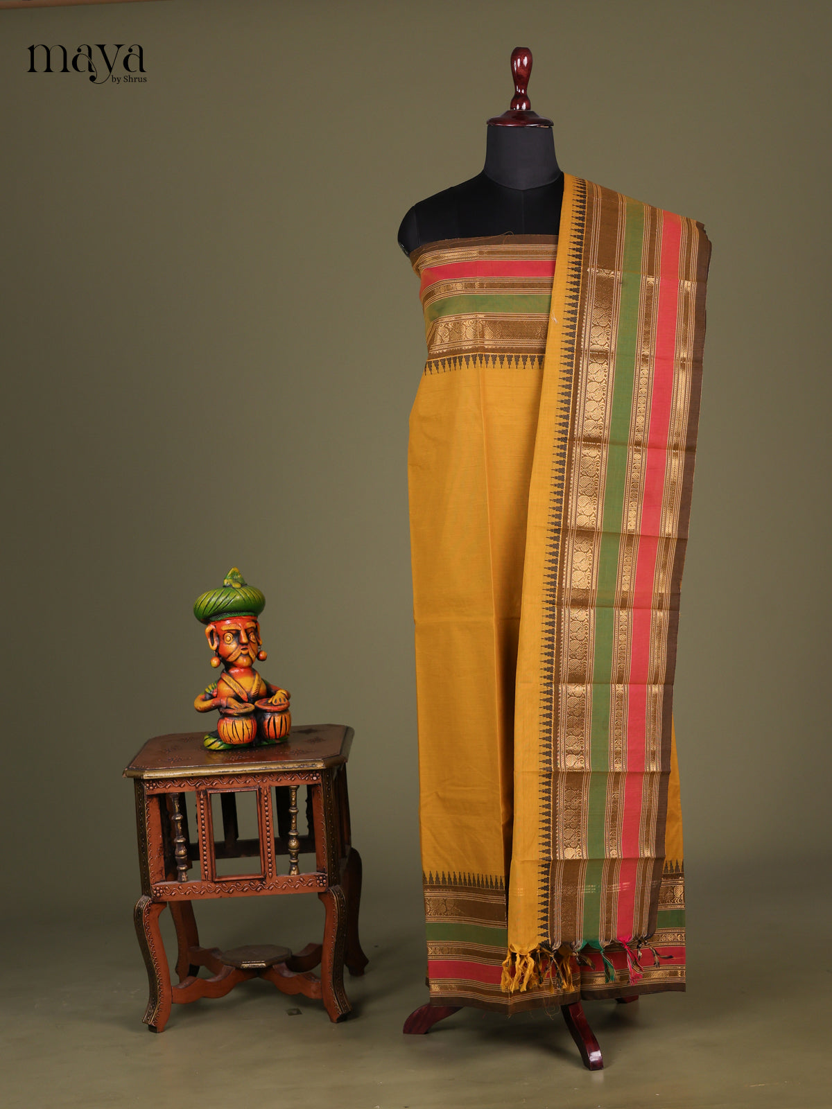 Mustard & Green - chettinad top & dupatta combo