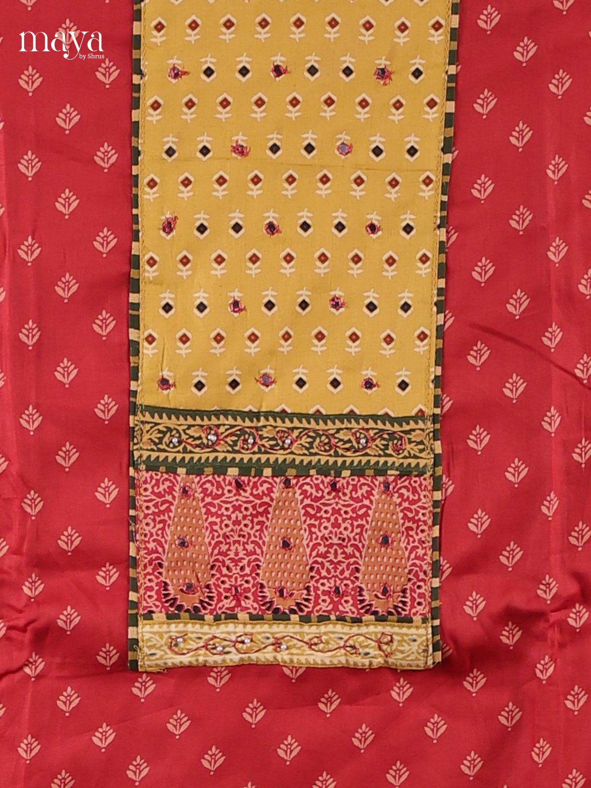 Red & Yellow - Cotton salwar Unstitched