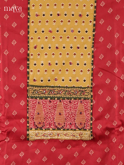 Red & Yellow - Cotton salwar Unstitched