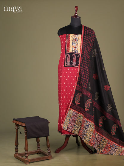 Red & Black - Cotton salwar Unstitched