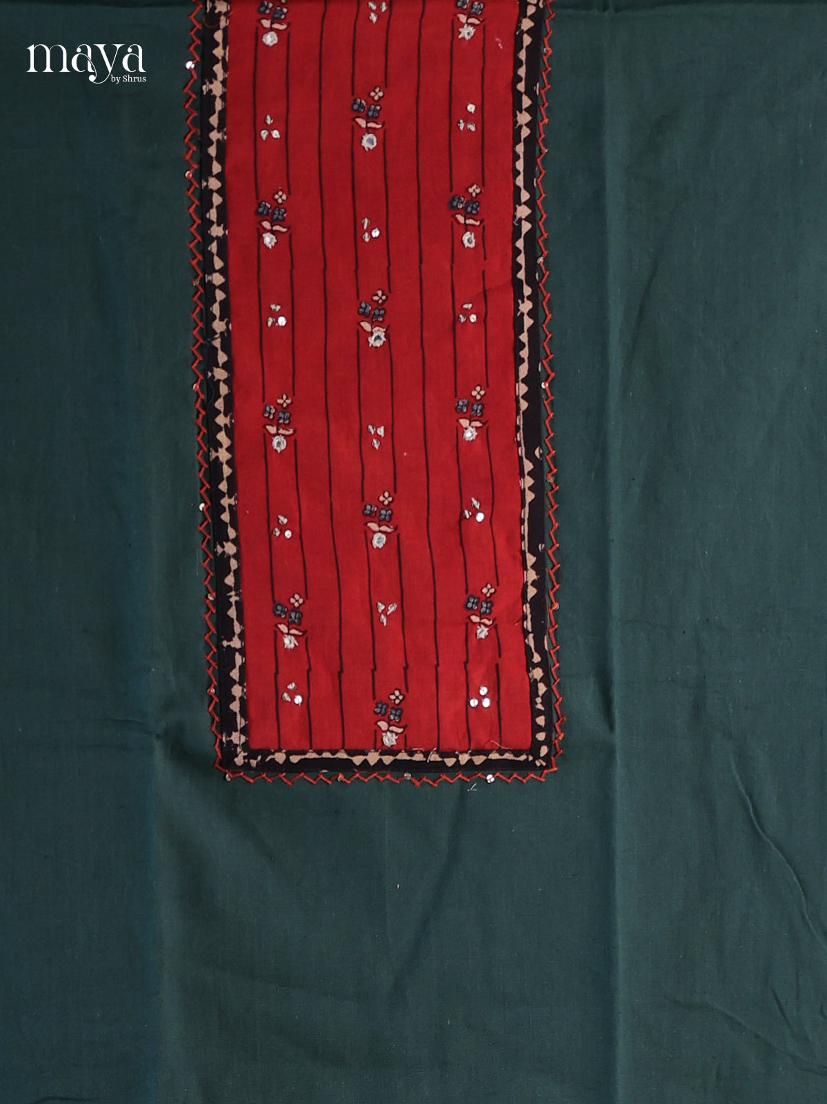 Green & Red - Cotton salwar Unstitched